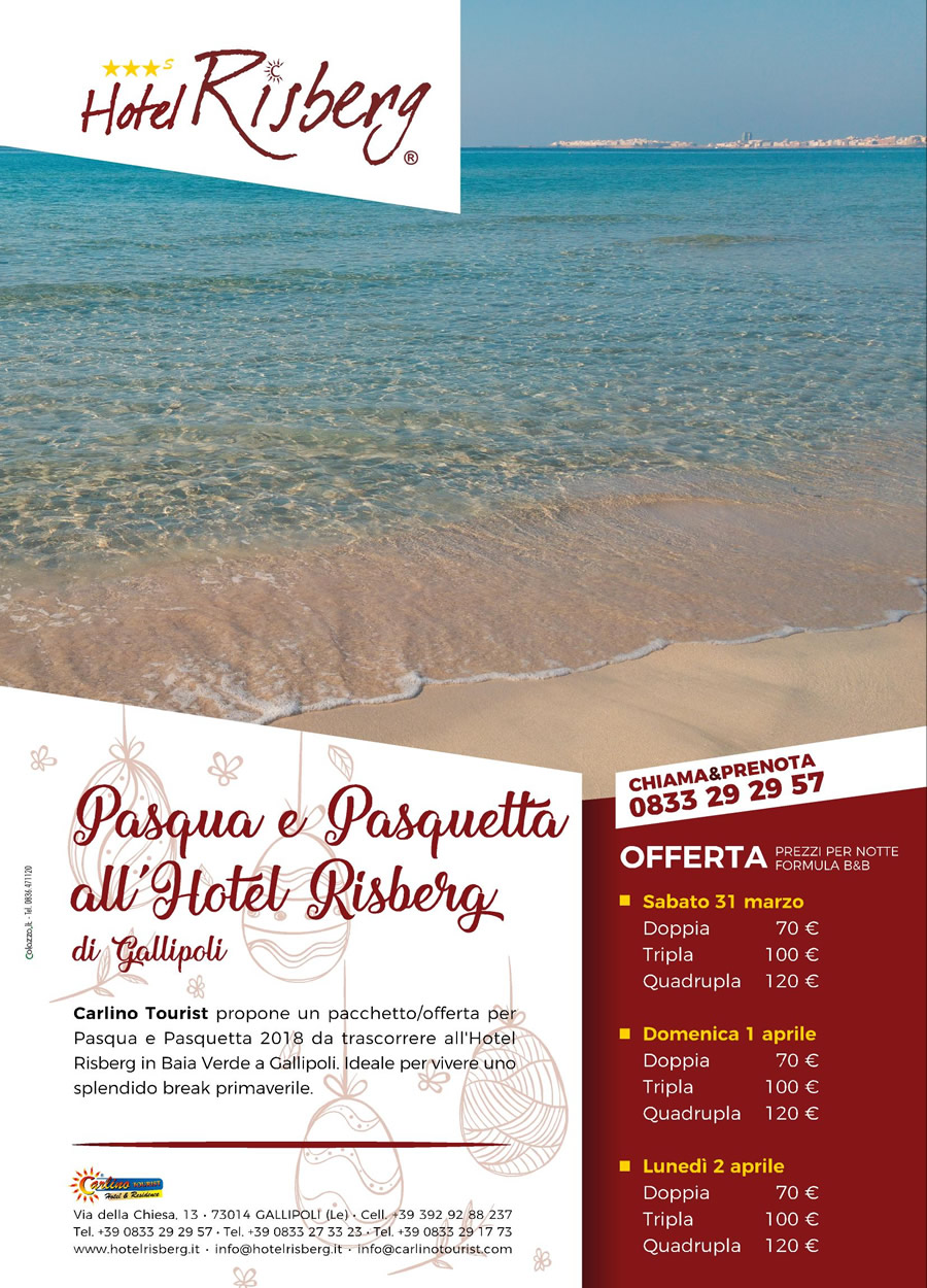 Offerta Pasqua e Pasquetta 2018 a Gallipoli nel Salento - Hotel Risberg